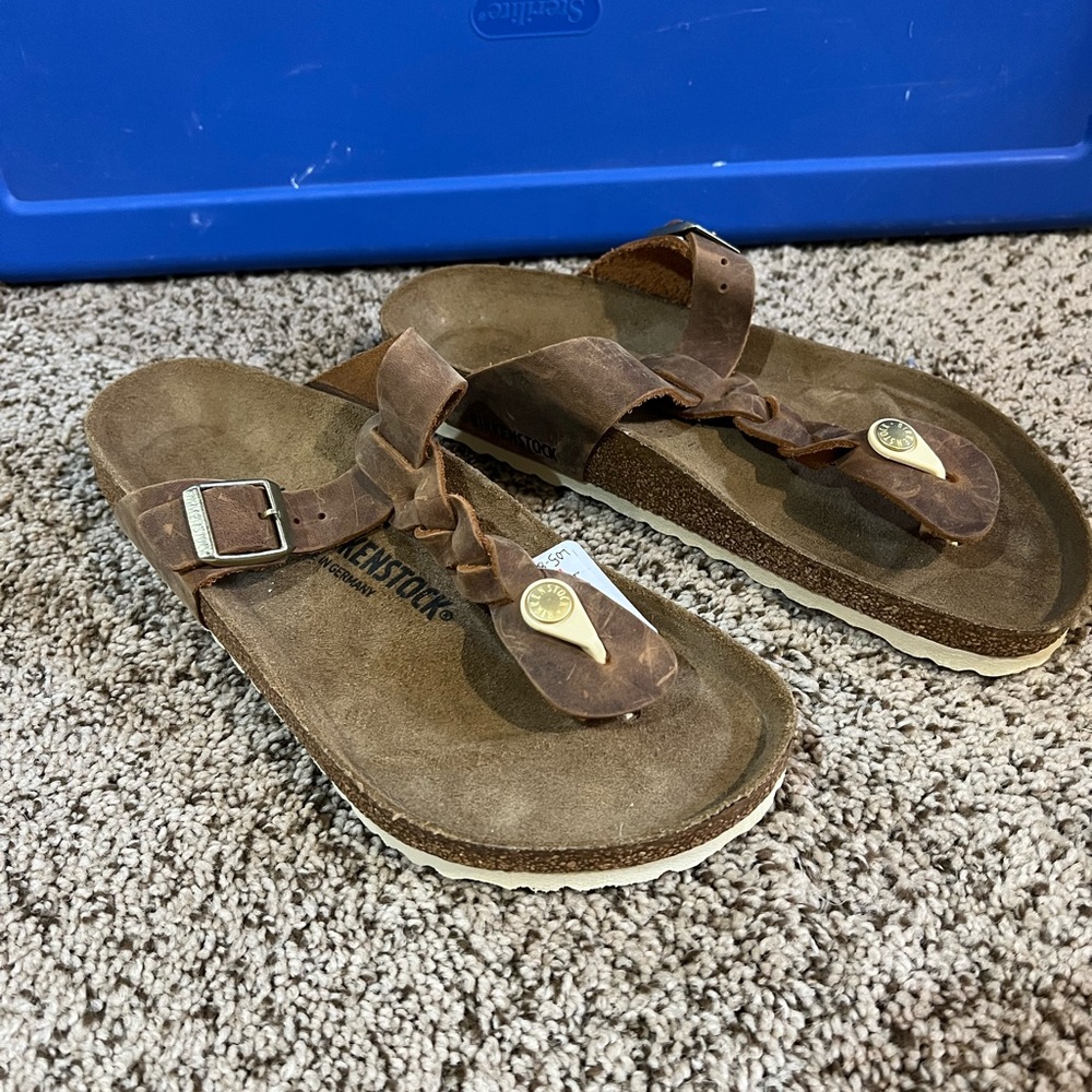 Birkenstock Brown Leather Thong Sandals Gizeh